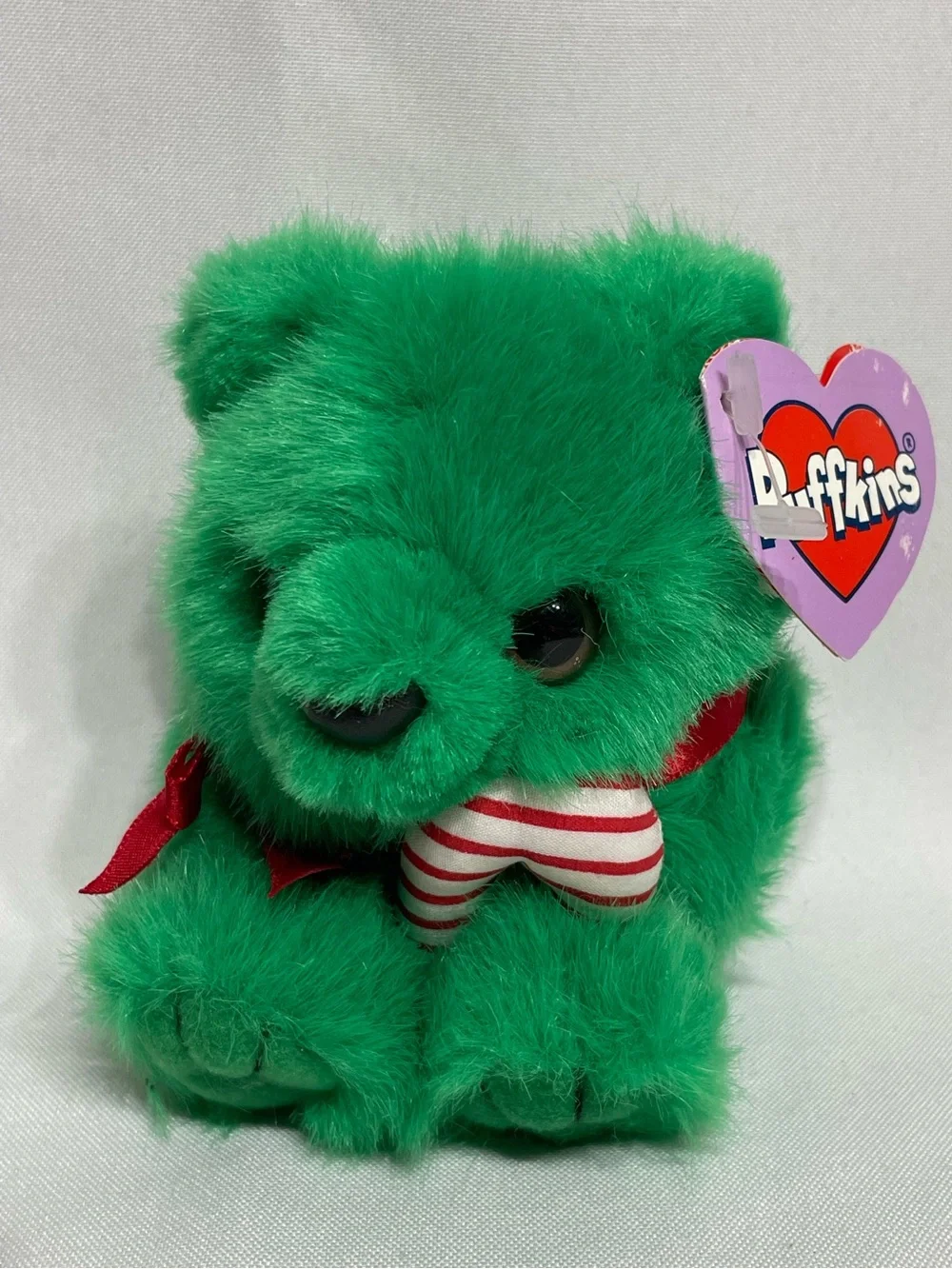 Jingles the Christmas Bear vintage 1997 Puffkins miniature bean plush Like New!